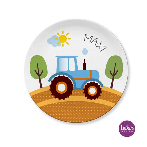 Kinderteller Traktor | Personalisiertes Kindergeschirr aus Melamin | Artikelnummer: 8662-7178-3253 -1