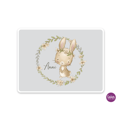 Tischset, Platzdeckchen, Waldtiere, Hasen | Zauberhaftes Tischset mit Namen personalisiert, abwischbar | Artikelnummer: 6442-1370-4884 -9