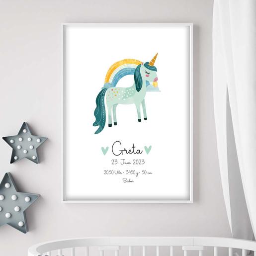 Poster personalisiert Buchstabe | Namensbild mit Geburtsdaten für Kinder | Artikelnummer: 2654-5135-6540 -4