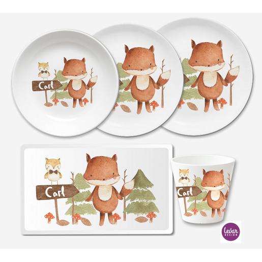 Kindergeschirr Set 5 teilig  Waldtiere, Bauernhof | Geschirrset aus Melamin und BPA frei für Kinder | Artikelnummer: 2088-0268-3027