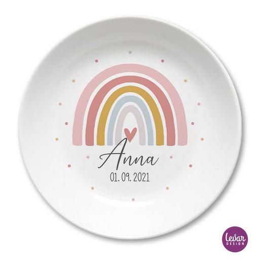 Kinderteller Schale Rainbow | Teller mit Namen aus Melamin BPA frei | Artikelnummer: 4521925 -1