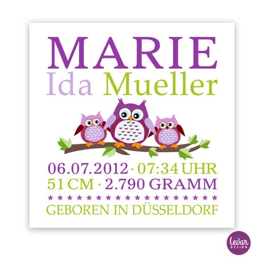 Namensbild mit Geburtsdaten Eulen  |  | Artikelnummer: 41699914-4