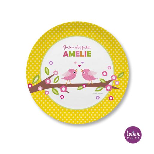 Melaminteller Vögel Dots | Kinderteller mit Namen BPA frei | Artikelnummer: 65984839 -4