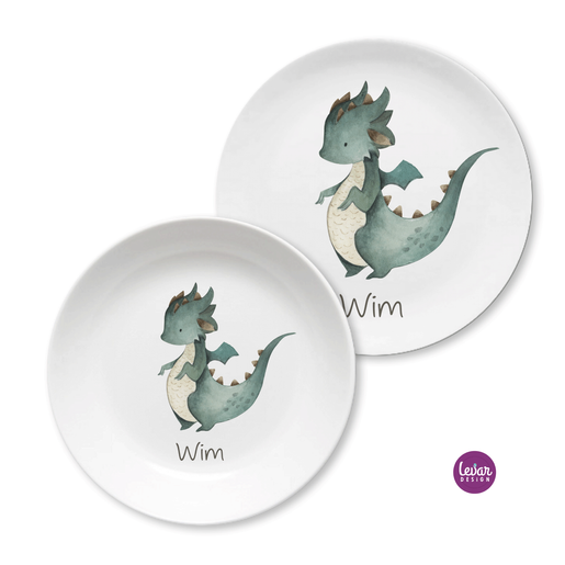 Kindergeschirr Set kleiner Dino | Personalisierte Kinderteller aus Melamin, 2 teilig | Artikelnummer: 2833-8835-3543 Kopie