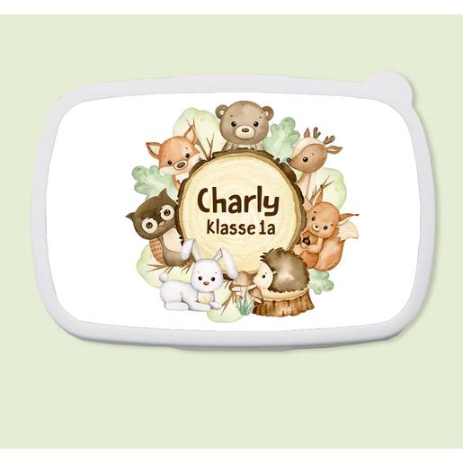 Brotdose, Lunchbox Waldtiere | Tolle Brotdose mit Namen personalisiert | Artikelnummer: 23456 -4