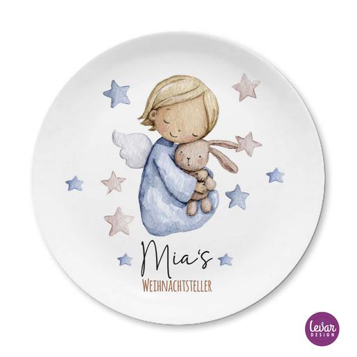Weihnachtsengel - Weihnachtsteller, Nikolausteller, Advent | Teller mit Namen personalisiert, Melamin BPA frei und hergestellt in Deutschland | Artikelnummer: 5068-3817-2485 -4