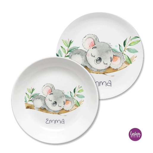 Kinderteller, Geschirrset Koala  | Personalisiertes Kindergeschirr aus Melamin BPA frei | Artikelnummer: 5441201 -1
