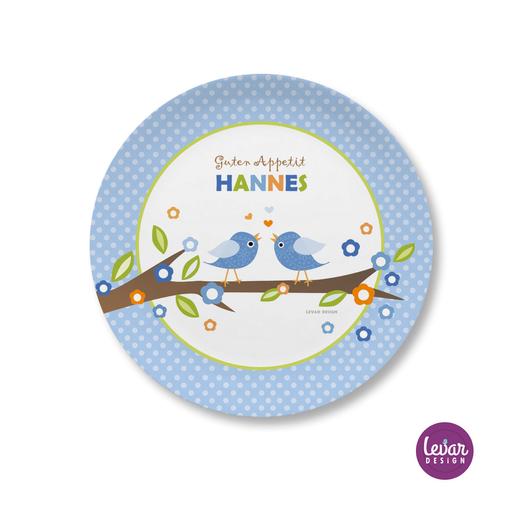 Melaminteller Vögel Dots | Kinderteller mit Namen BPA frei | Artikelnummer: 65984839 -2