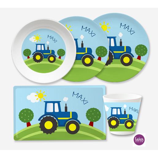 Traktor Kindergeschirr Set 5 teilig  | Geschirrset aus Melamin und BPA frei für Kinder | Artikelnummer: 7542-3073-5715