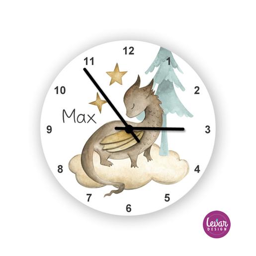 Wanduhr für Kinder - kleiner Drache | Kinderzimmeruhr mit leisem Laufwerk | Artikelnummer: 6420-2331-3118 -1