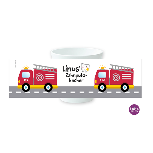 Zahnputzbecher Feuerwehr für Kinder | Zahnbecher aus Melamin, BPA frei und hergestellt in Deutschland | Artikelnummer: 3675-1112-4316