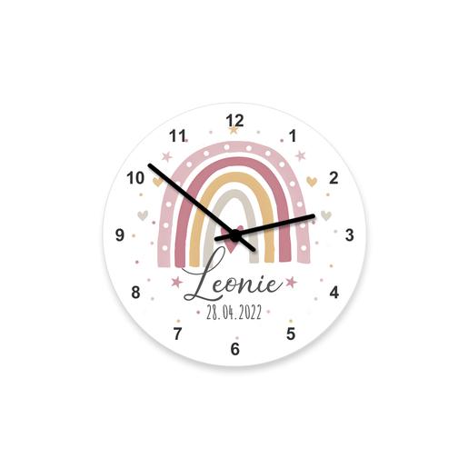 Kinderzimmer Uhr Regenbogen | Leise Wanduhr für Kinder mit Namen personalisiert | Artikelnummer: 3602-3016-6138 -3