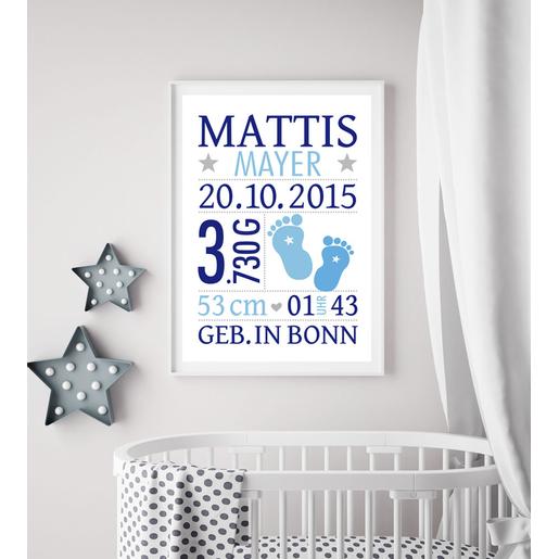 Babyfüße Poster Geburtsanzeige  | Personalisiertes Geburtsposter für Mädchen & Jungen  | Artikelnummer: 76232251 -1