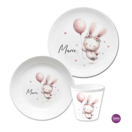 Hase Osterteller Kindergeschirr  | Kinderteller, Trinkbecher mit Namen aus Melamin BPA frei | Artikelnummer: 74655387 -3