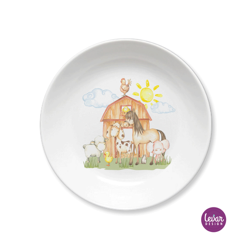 Melaminteller tief/Schale Bauernhof Pferd | Baby Schüssel mit Namen BPA frei | Artikelnummer: 1452124 -5