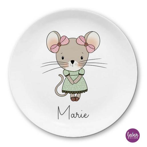 Kinderteller Maus mit Namen | Eßteller aus hochwertigem Melamin | Artikelnummer: 1636-4837-4443 -1