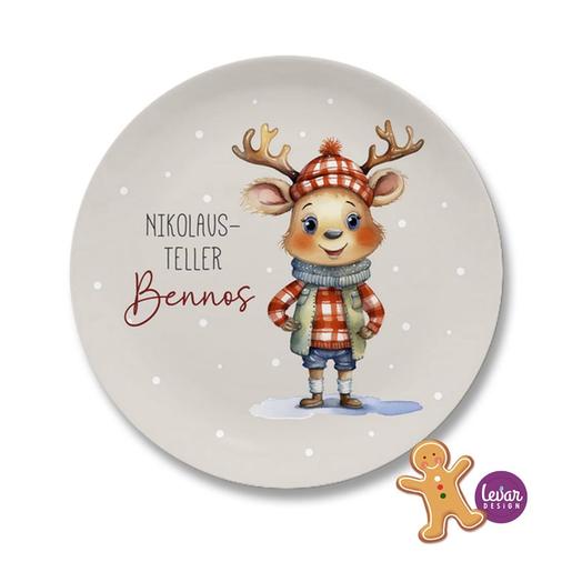 Eisbär, Weihnachtsteller, Plätzchenteller  | Kinderteller mit Namen aus Melamin BPA frei ♥ Made in Germany ♥  | Artikelnummer: weihtehbl 28