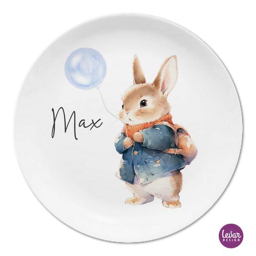 Osterteller Hase Kinderteller | Großer Teller aus Melamin  | Artikelnummer: kiteba18 -2