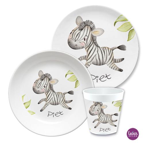 Kindergeschirr Set Dschungeltiere, Affe | 3teiliges Geschirrset aus Melamin und BPA frei für Kinder | Artikelnummer: 0121-4566-1861 -1