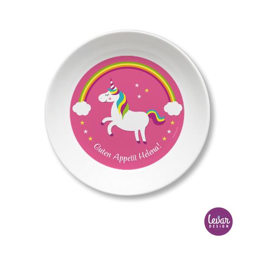 Personalisierter Kinderteller Einhorn | Kinderteller mit Namen BPA frei | Artikelnummer: kiteeinh1