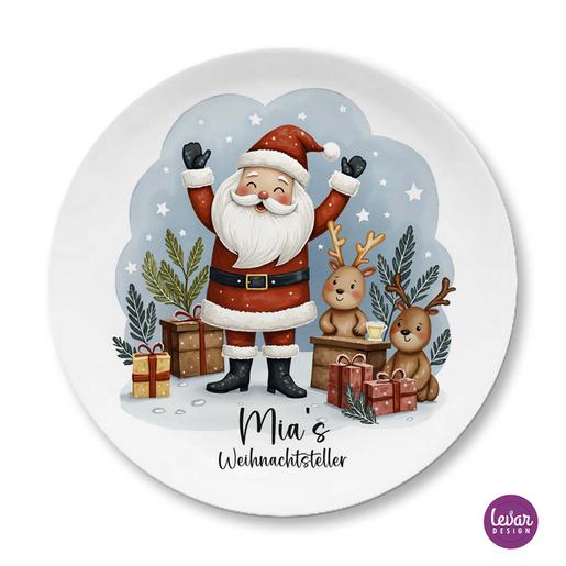 Weihnachtsteller, Nikolausteller Plätzchenteller | Kinderteller mit Namen aus Melamin BPA frei ♥ Made in Germany ♥  | Artikelnummer: 2708-0322-6674 -2 -3
