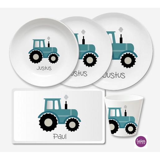 Kindergeschirr Set 5 teilig Traktor | Geschirrset aus Melamin und BPA frei für Kinder | Artikelnummer: 4387-5304-8605 -3