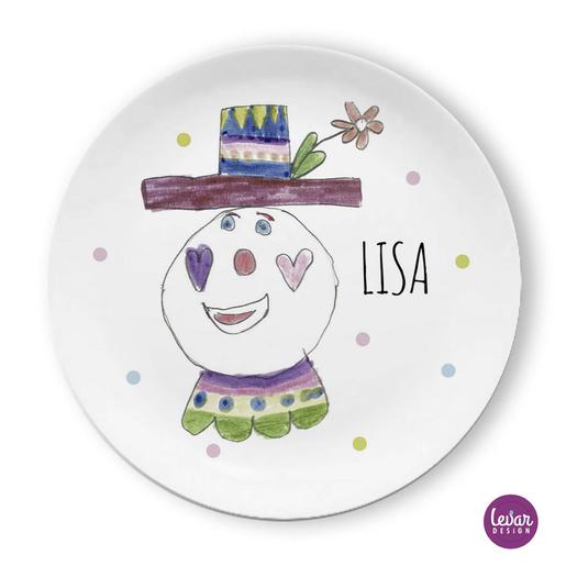 Clown personalisierter Kinderteller  | Großer Teller aus Melamin  | Artikelnummer: 68118185 -1