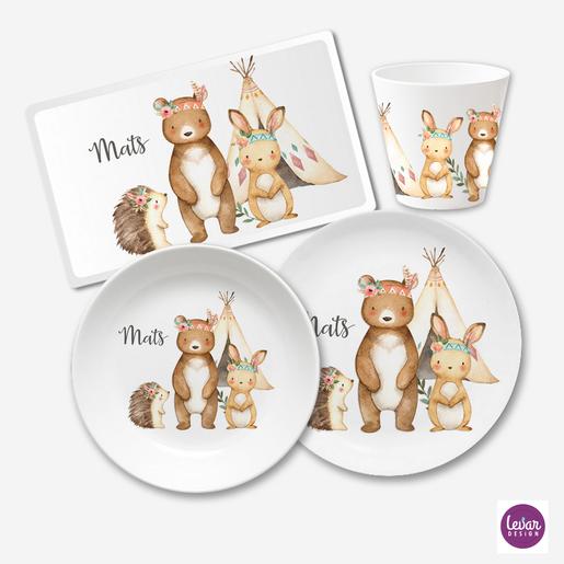 Kindergeschirr Set Waldtiere | Geschirrset aus Melamin und BPA frei für Kinder | Artikelnummer: 4250-5587-5202 -2