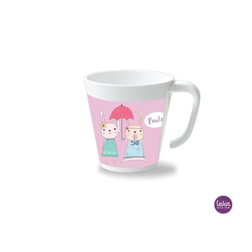 Kinderbecher mit Henkel, Hase  | Henkelbecher groß, 325 ml,  Ø 9,7 cm, Höhe 10 cm | Artikelnummer: henkbechhase -1