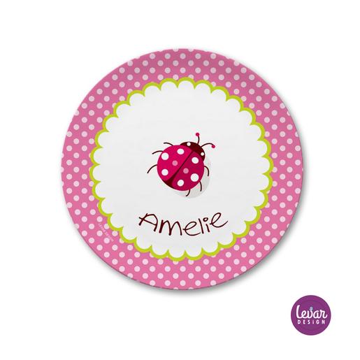 Kinderteller Marienkäfer | Teller mit Namen aus Melamin BPA frei | Artikelnummer: kitelmarien -3