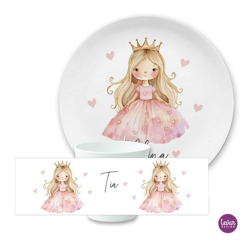 Kindergeschirr Set Prinzessin | Trinkbecher und Dessertteller aus hochwertigem Melamin | Artikelnummer: 3400-0024-3174