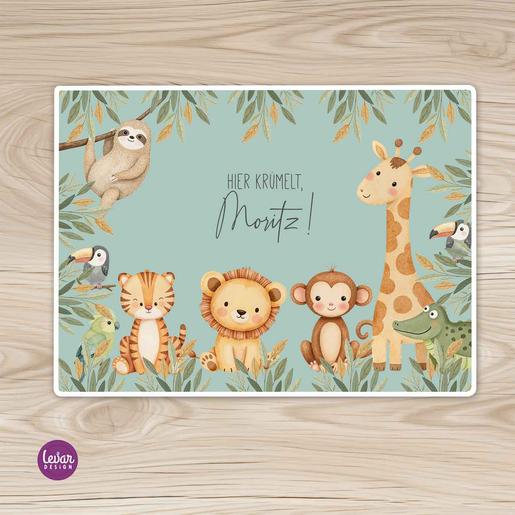 Affe Dschungel Tischunterlage Set  | Personalisiertes Tischset mit Namen  | Artikelnummer: 2836-2563-4458 -1