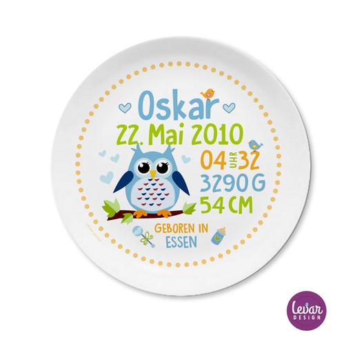 Personalisierter Geburtsteller Taufteller  | Kinderteller mit Geburtsdaten aus Melamin BPA frei | Artikelnummer: 81451095 -6