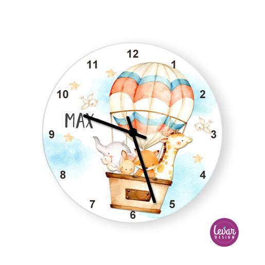 Heißluftballon personalisierte Wanduhr  | Leise Wanduhr für Kinder Namen personalisiert | Artikelnummer: 5552-2542-3234 Kopie