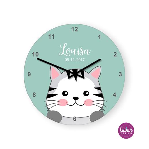 Kinderzimmer Uhr Katze | Wanduhr für Kinder | Artikelnummer: 125555272 -1