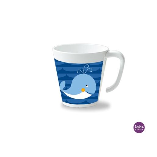 Kinderbecher mit Henkel, Wal | Henkelbecher groß, 325 ml,  Ø 9,7 cm, Höhe 10 cm | Artikelnummer: henkwal -1