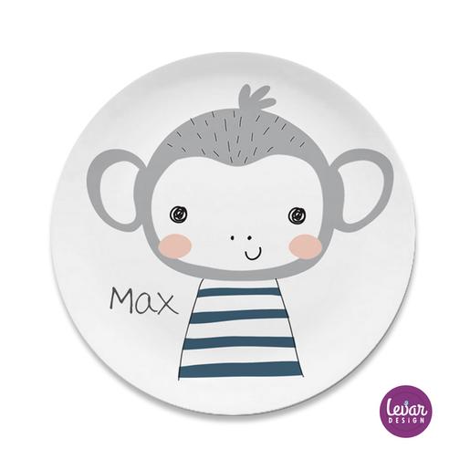 Kinderteller Affe | Personalisierter Teller aus Melamin BPA frei | Artikelnummer: 7745-5057-0015