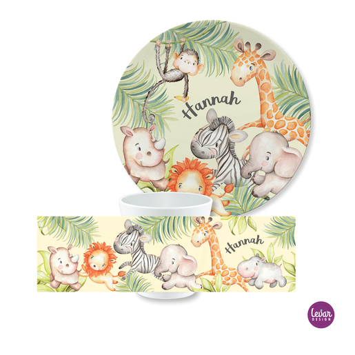 Kindergeschirr Set Dschungeltiere | Trinkbecher und Dessertteller | Artikelnummer: 7151-1126-2833 -3
