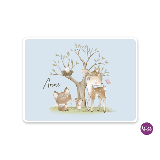 Tischset, Platzdeckchen, Waldtiere | Zauberhaftes Tischset mit Namen personalisiert, abwischbar | Artikelnummer: 2680-0081-7287 -1