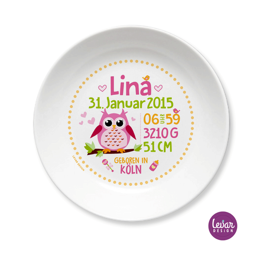 Personalisierter Geburtsteller Taufteller  | Kinderteller mit Geburtsdaten aus Melamin BPA frei | Artikelnummer: 81451095 -3
