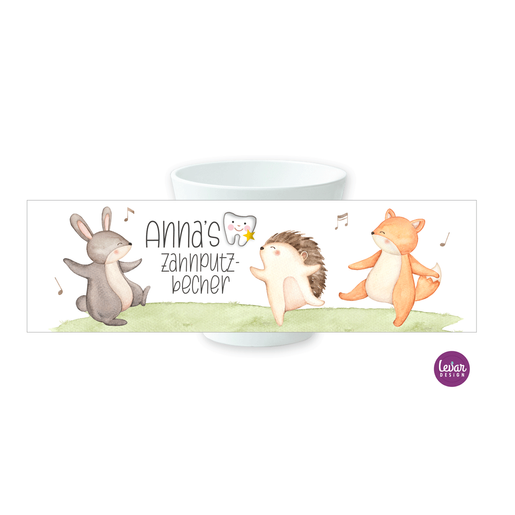 Zahnputzbecher tanzende Tiere für Kinder | Zahnbecher aus Melamin, BPA frei und hergestellt in Deutschland | Artikelnummer: 7465-8826-0160
