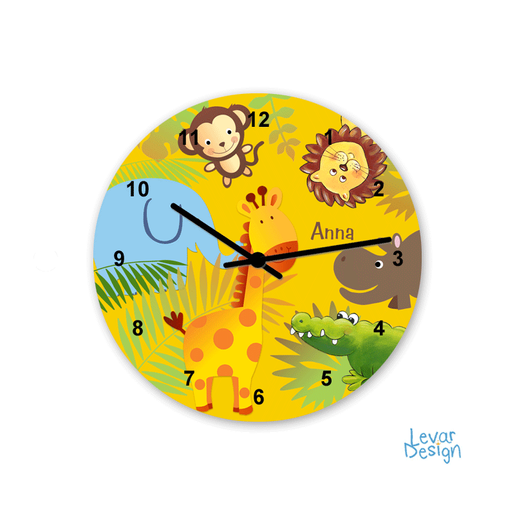 Kinderzimmer Uhr Dschungel | Personalisiertes Geschenk zur Geburt oder Taufe | Artikelnummer: 125530347 -2