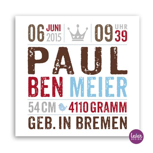 Geburtsanzeige, Poster - Krone  | Personalisierbares Poster zur Geburt & Taufe | Artikelnummer: gedruckkrone -10