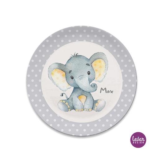 Kindergeschirr Elefantenbaby | Kinderteller mit Namen aus Melamin BPA frei | Artikelnummer: 5310010 -7