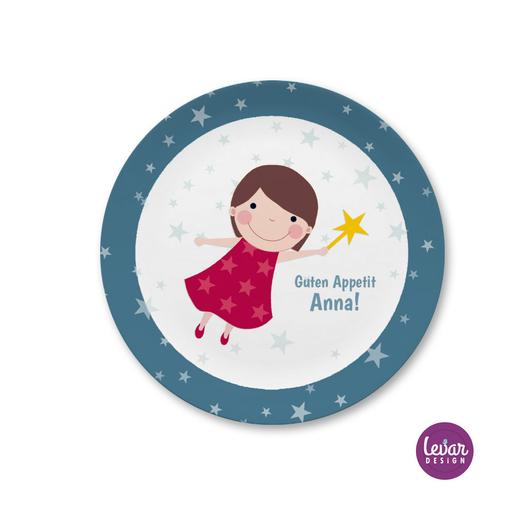 Kinderteller Fee | Teller mit Namen aus Melamin BPA frei | Artikelnummer: kitefeefl -1