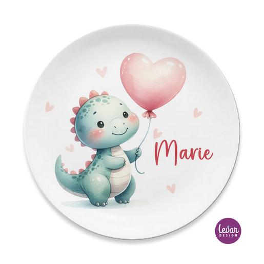 Kinderteller Dino | Zauberhafter Melamineller mit Namen BPA frei | Artikelnummer: kiteflha18 -7
