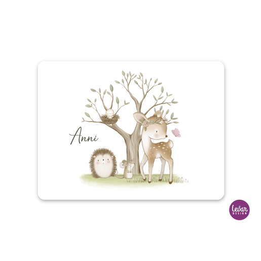Tischset, Platzdeckchen, Waldtiere | Zauberhaftes Tischset mit Namen personalisiert, abwischbar | Artikelnummer: 2680-0081-7287 Kopie Kopie -5