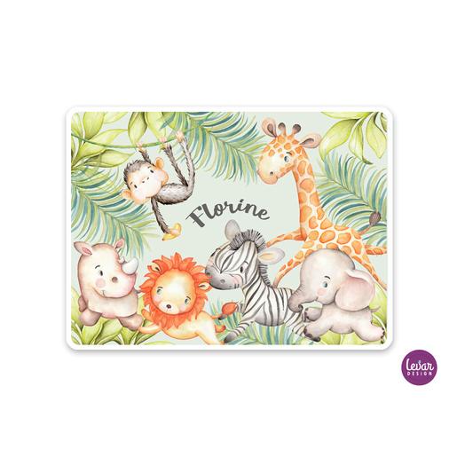 Tischset, Platzdeckchen, Dschungeltiere | Abwischbares Tischset mit Namen personalisiert | Artikelnummer: 3084-0630-5883 -1