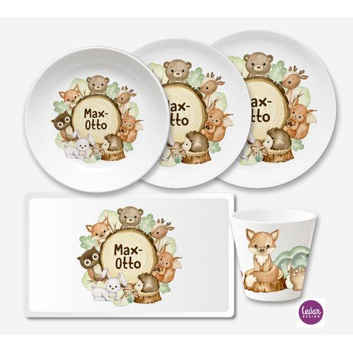 Waldtiere, Fuchs Kindergeschirr Set  | Melaminteller BPA frei und hergestellt in Deutschland | Artikelnummer: 7447-6326-6682