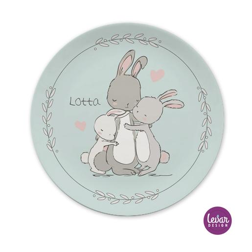 Kinderteller mit Name Hasen | Teller mit Namen aus Melamin BPA frei | Artikelnummer: 65984841 -4